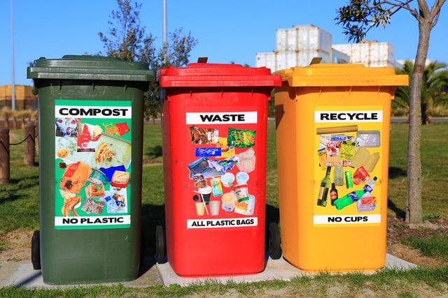colourful recycling bins